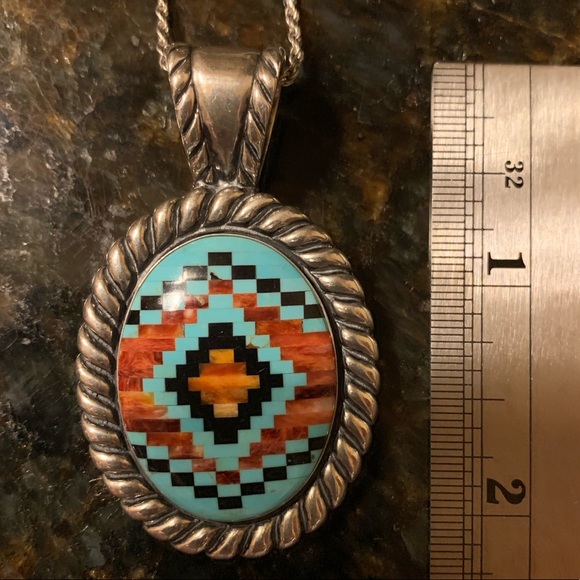 Carolyn Pollack Spiny oyster/turquoise pendant - Picture 4 of 8
